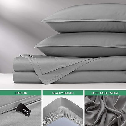 Short Queen Sheets by Pure Bamboo for RV Camper (60"x75") - Genuine 100% Organic Viscose Derived from Bamboo Bed Sheet Set, Soft & Cooling, Lifetime Quality Promise (Short Queen, Stone Grey)