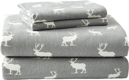 Eddie Bauer - Full Sheets, Cotton Flannel Bedding Set, Brushed For Extra Softness, Cozy Home Decor (Elk Grove, Full)