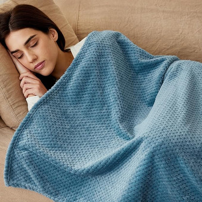 Exclusivo Mezcla Fleece Bed Blanket King Size, Super Soft and Warm Blankets for Couch, Sofa and Bed Waffle Textured, Cozy, Fuzzy and Lightweight (Slate Blue, 90x104 Inches)