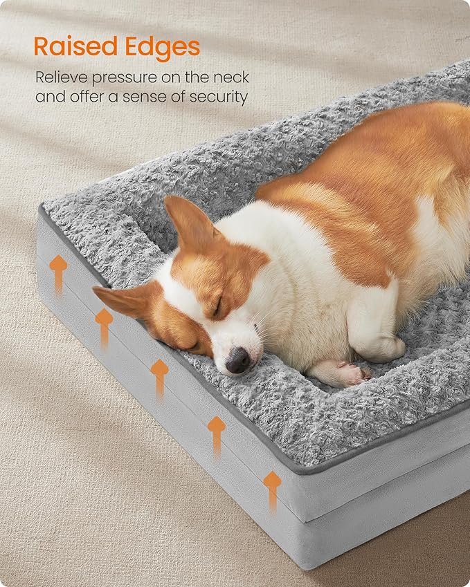 Feandrea Orthopaedic Dog Bed for Medium Dogs, Waterproof Dog Sofa Bed with Removable Washable Cover, 28 x 23 x 6.5 Inches, Dove Gray UPGW251G01-Mewly Pet