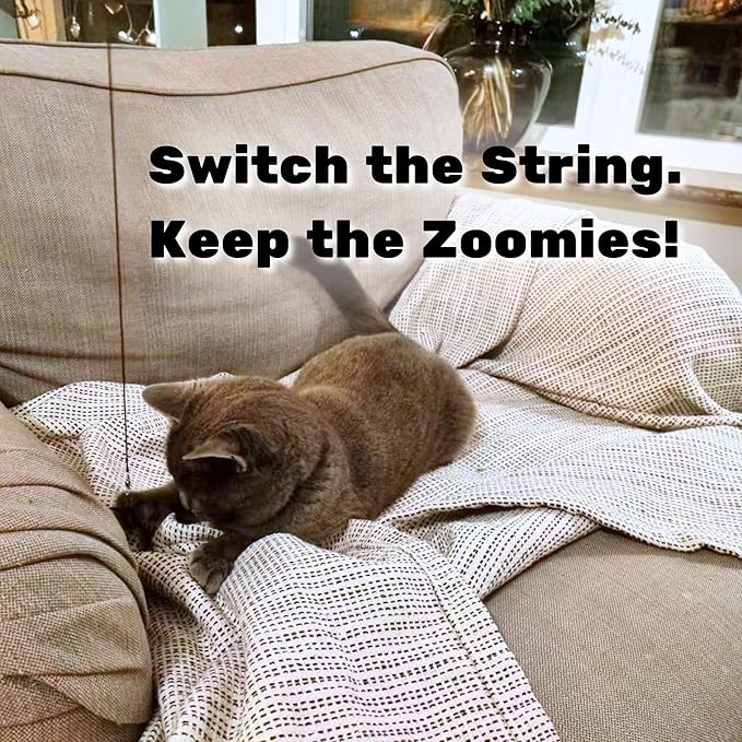 Replacement Strings for Cat Wand Toy - 3-Pieces - Chew-Proof Metal Wire and 2 Durable Paracord Strings - Heavy Chewers Pack Cat Wand Toy Refill Strings with Universal Clasps for All Lures-Mewly Pet