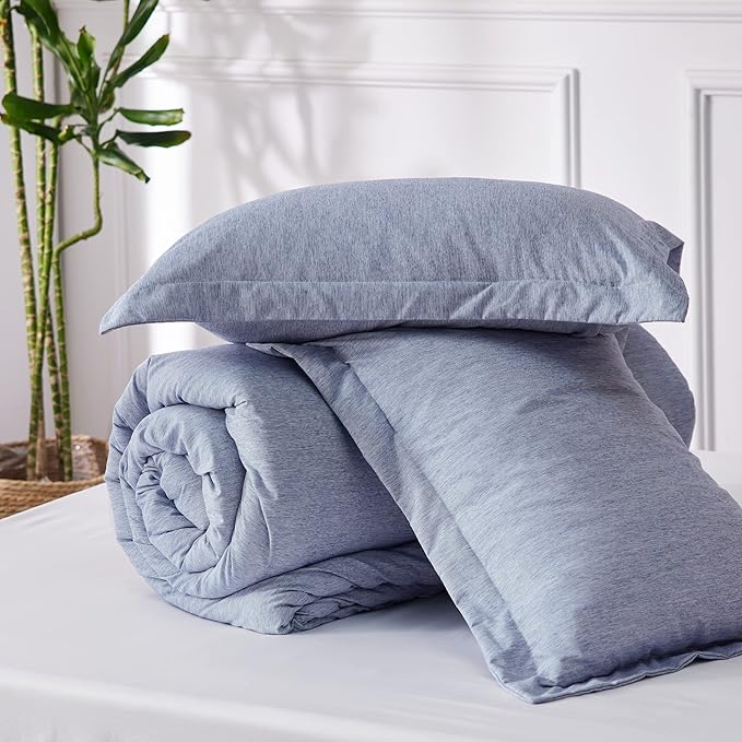 Bedsure Queen Comforter Set - Navy Blue Soft Bedding for All Seasons, Cationic Dyed Bed Set, 3 Pieces, 1 Queen Size Comforter (90"x90") and 2 Pillow Shams (20"x26"+2")
