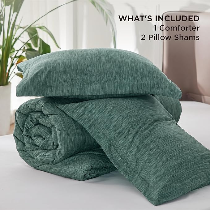Bedsure King Size Comforter Set - Emerald Green Soft Bedding for All Seasons, Cationic Dyed Bed Set, 3 Pieces, 1 King Size Comforter (104"x90") and 2 Pillow Shams (20"x36"+2")