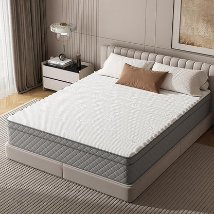 PurrJoys Full Mattress, 12 Inch Hybrid Double Mattress with Cooling Gel Memory Foam and Pocket Springs, CertiPUR-US Certified, Medium Firm