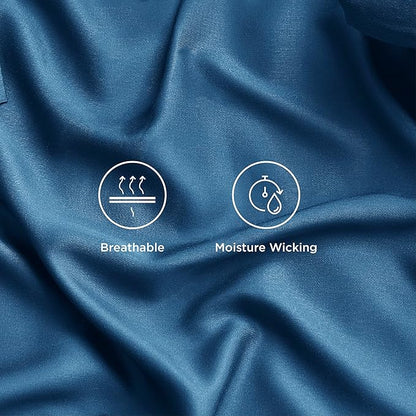 Bedsure King Size Sheets Set, Cooling Sheets for Hot Sleepers, Rayon Derived from Bamboo, Breathable & Soft, Deep Pocket Up to 16 Inches, Hotel Luxury Silky Bedding, Peacock Blue