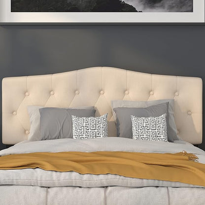 Flash Furniture Cambridge Tufted Upholstered Queen Size Headboard in Beige Fabric