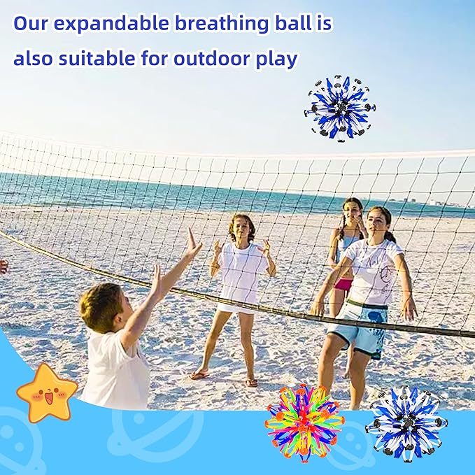 2Pcs Colorful Sphere Expandable Breathing Balls Fidget Toy-Great Anxiety Stress Reliever,Collapsible Expanding Magic Ball Toys for Kids & Adults Mindfulness Meditation Practices , Yoga -ADHD-Mewly Pet