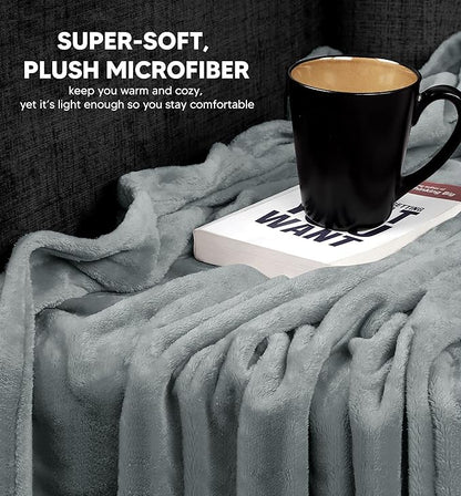 Utopia Bedding Fleece Blanket Throw Size Ash Grey 300GSM Luxury Anti-Static Fuzzy Soft Microfiber Blanket for Couch, Sofa and Bed (60x50 Inch)