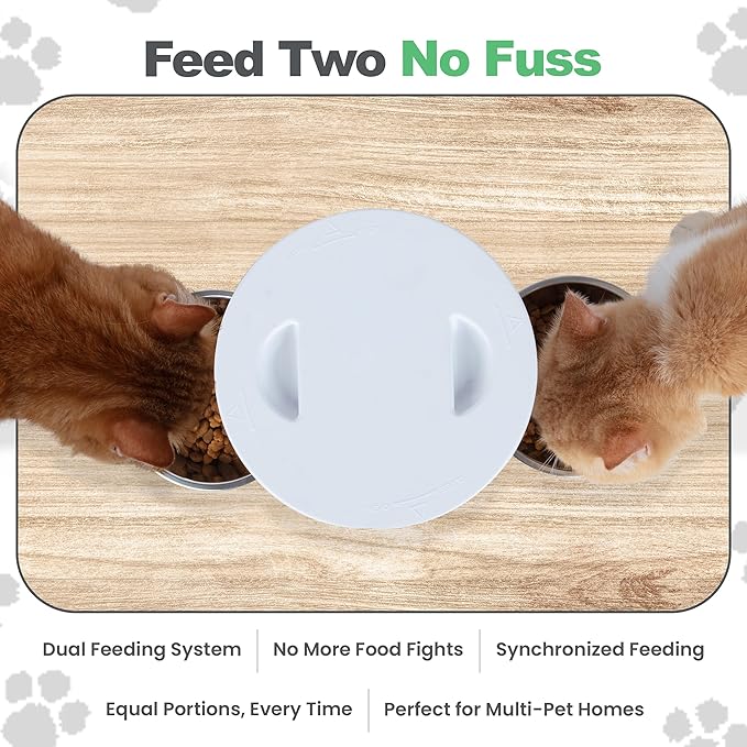 Automatic Cat Feeder for 2 Cats – Dual Food Dispenser with App Control, 5L Capacity (20 Cups), Smart Cat Food Dispenser for Multi Cats, Dual Pet Feeder with Stainless Steel Bowls and WiFi-Mewly Pet