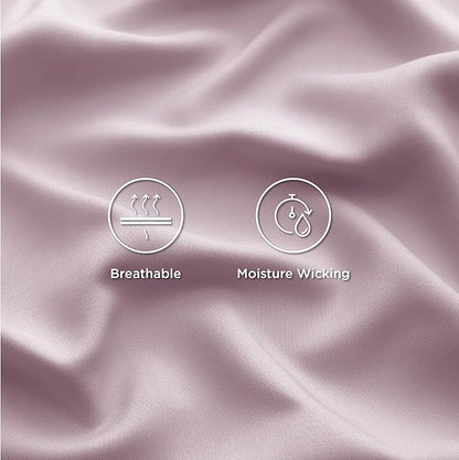 Bedsure Queen Sheet Set, Rayon Derived from Bamboo, Cooling Sheets, Breathable & Soft, Deep Pocket Up to 16 Inches, Hotel Luxury Silky Bedding for Hot Sleepers, Lavender