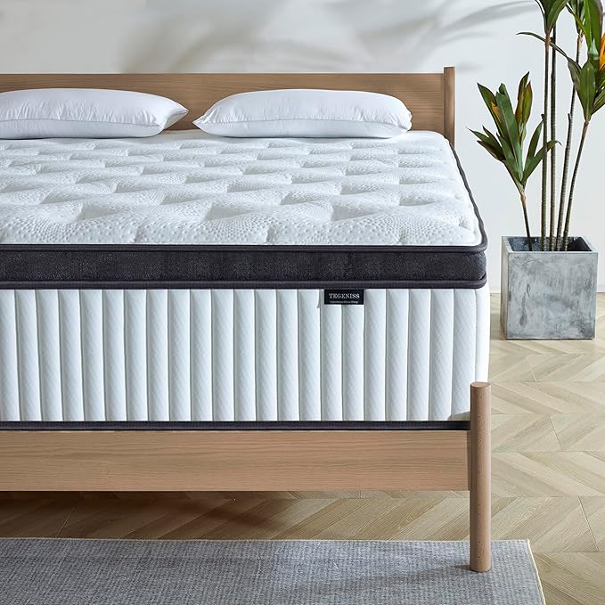 Queen Mattress, 14 Inch Innerspring Hybrid Mattress in a Box with Gel Memory Foam, Individually Wrapped Encased Coil Pocket Spring Mattresses, Pressure Relief, Medium Firm Support, 60"*80"*14"