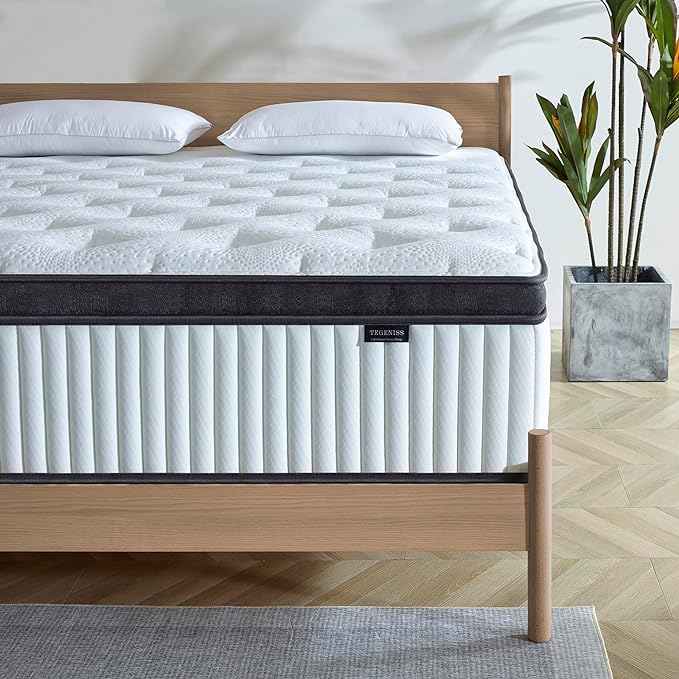 King Size Mattress, 12 Inch Innerspring Hybrid Mattress in a Box with Gel Memory Foam, Individually Wrapped Encased Coil Pocket Spring Mattresses, Pressure Relief, Medium Firm, 76"*80"*12"