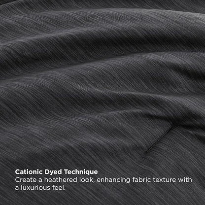 Bedsure Queen Comforter Set Black - Bed in a Bag Queen Size Bedding 7 Pieces, Cationic Dyed Bed Set Gift for Family, Black Soft Bedding for All Seasons Comforter with Sheets, Pillowcases & Shams