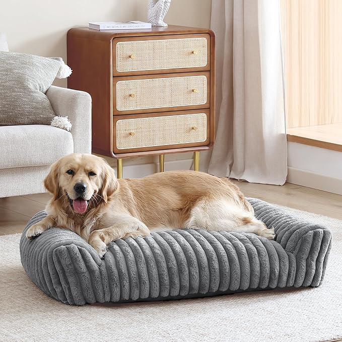 Arlee Saddle Sofa Memory Foam Pet Bed, Comfortable & Washable, Ideal for Dogs and Puppies, Extra Comfort, Couch Design, Crate & Kennel Furniture, Pet Supplies & Essentials, Grey, Large-Mewly Pet