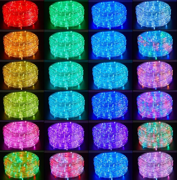 Brightown Rope Lights Outdoor, 33 FT 24 Color Changing String Lights with Remote, 100 LED String Lights Indoor Bedroom, Rope Light for Outside, Waterproof Christmas Lights for Outdoor Decoration