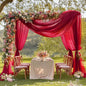 RYB HOME Sheer Valance for Window - Breezy Backdrop Curtains for Canopy Bed Stage Events Girls Bedroom Wedding Ceremoney Table Runner Outdoor Indoor Decor, 60 x 216 in per Panel, Burgundy