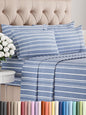 Cal King 6 Piece Sheet Set - Comfy Breathable & Cooling - Soft Hotel Luxury Bedding Set w/ 8-16 Inch Deep Pockets - 1 Flat & 1 Fitted Sheet & 4 Pillowcases - Wrinkle Free & Easy Care - Blue Stripes 3
