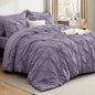 Bedsure Full Comforter Set Grayish Purple - Bed in a Bag Full Size Bedding Set 7 Pieces, GentleSoft™ Pintuck Bed Set Gift for Family, Pinch Pleat All Season Comforter with Sheets, Pillowcases & Shams