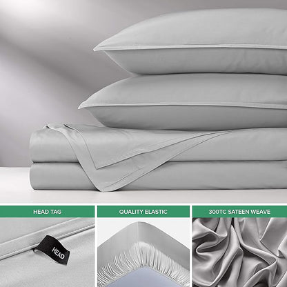 California King Sheets by Pure Bamboo, Genuine 100% Organic Viscose Derived from Bamboo Bed Sheet Set, Soft & Cooling, Double Stitching, Lifetime Quality Promise (California King, Silver Pearl)