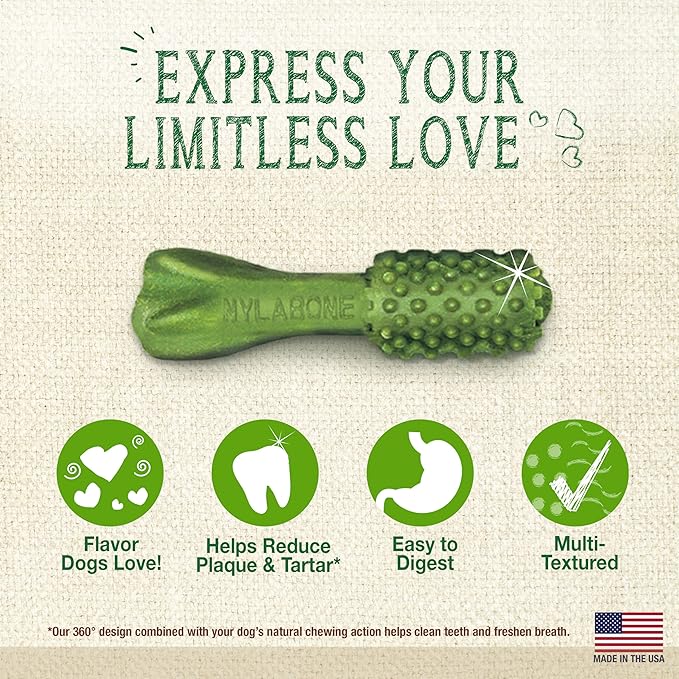 Nylabone Nutri Dent Dog Dental Chews - Natural Dog Teeth Cleaning & Breath Freshener - Dental Treats for Dogs - Fresh Breath Flavor, Mini (32 Count)-Mewly Pet