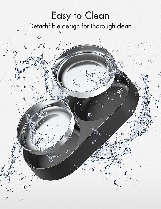 PETLIBRO Pet Food Splitter with Stainless Steel Bowls, Automatic Cat Feeder Bowls for Two Cats or Dogs, Suitable for PETLIBRO Automatic Cat Feeder PLAF005, PLAF006, PLAF103, PLAF203-Mewly Pet