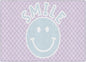 Flagship Carpets Schoolgirl Style Smiley on Lavender Checkerboard Educational Area Rug for Kids Room Seating Décor, Children's Classroom, Play Carpet for Teaching and Playroom, 5' x 7'6", Purple