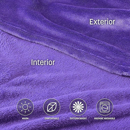 Catalonia Wearable Fleece Blanket with Sleeves and Foot Pockets for Adult Women Men, Micro Plush Comfy Wrap Sleeved Throw Blanket Robe Large, Purple