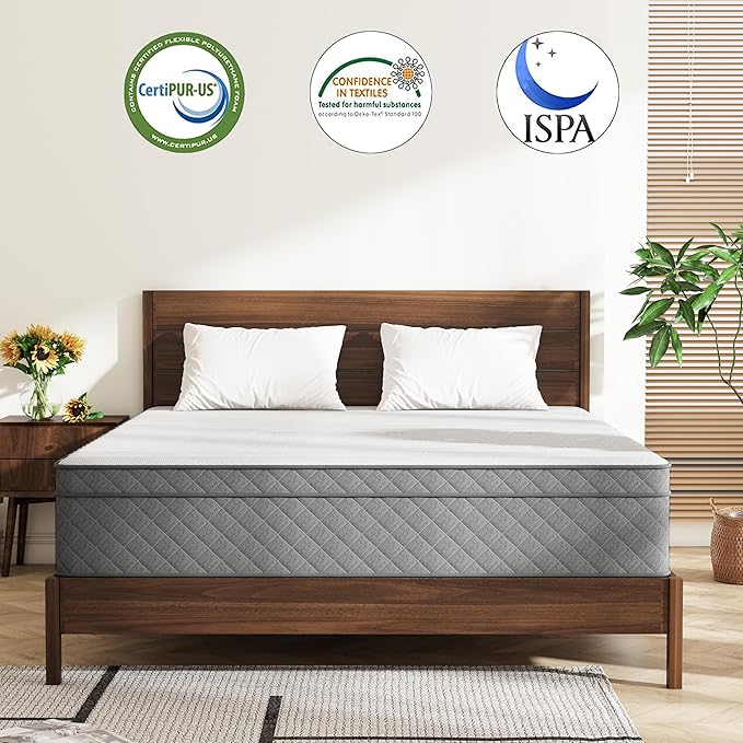 Swbvs Full Mattress, 12 Inch Full Size Mattresses, Memory Foam & Pocket Spring Hybrid, Firm Feel, Full Bed Mattress, CertiPUR-US Certified, Fiberglass Free