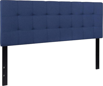 Flash Furniture Bedford Box Stitch Tufted Upholstered Queen Size Headboard in Navy Fabric