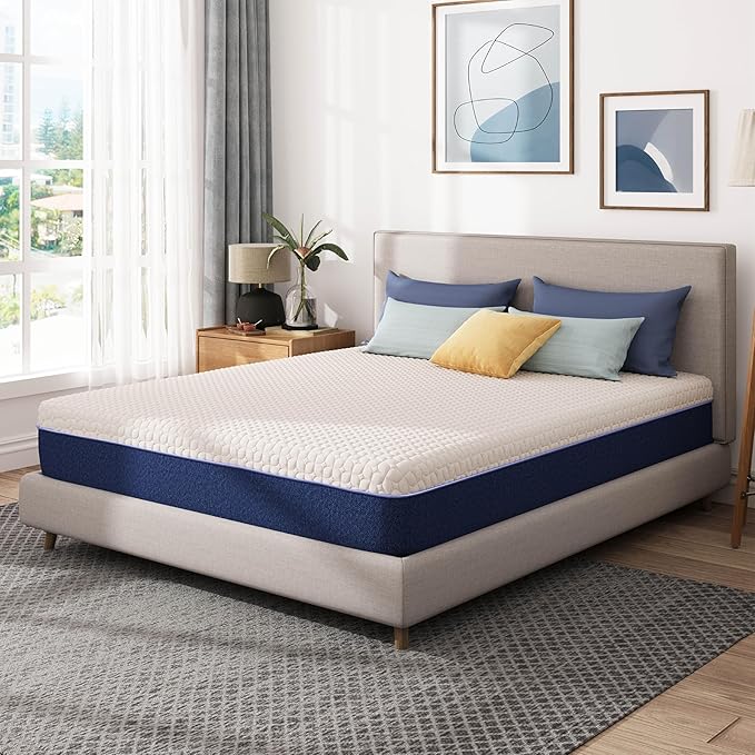10 Inch Full Size Mattress, Gel Cooling Memory Foam Mattress in A Box, Medium Firm Feel for Back Pain Relief, CertiPUR US Certified