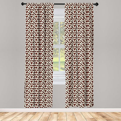 Ambesonne Cow Print Window Curtains, Cattle Skin with Brown Spots Agriculture Cow Oxen Hide Camouflage Pattern, Lightweight Decor 2-Panel Set with Rod Pocket, Pair of - 28" x 63", White Brown