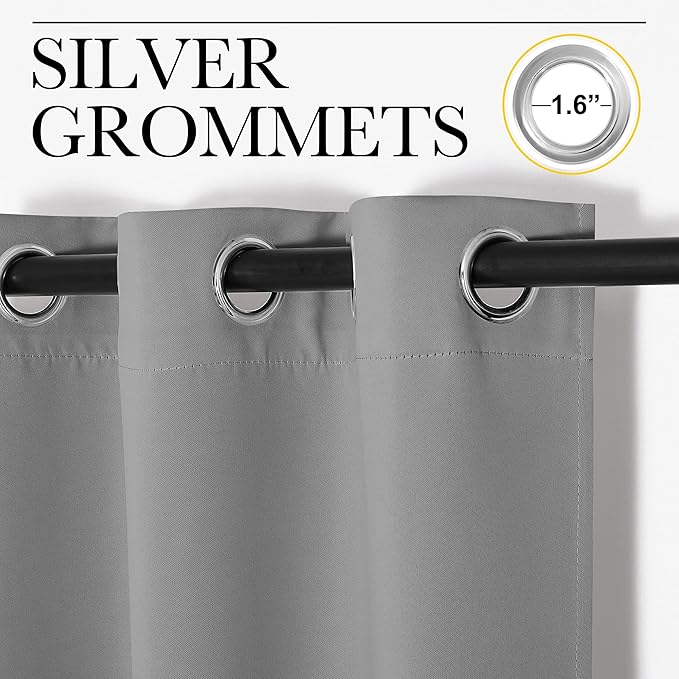 NICETOWN Room Dividers Curtains Screens Partitions, Premium Heavyweight Laundry Room Divider for Office, Vintage and Sliding Room, Including 16 Ring Top (1 Panel, 15ft Wide x 8ft Long, Silver Gray)