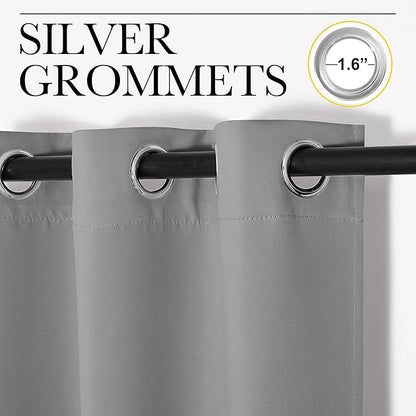NICETOWN Thermal Insulated Blackout Curtains - Grommet Top Window Treatment Drapes for Hall (2 Panels, W42 x L95 inches, Silver Grey)