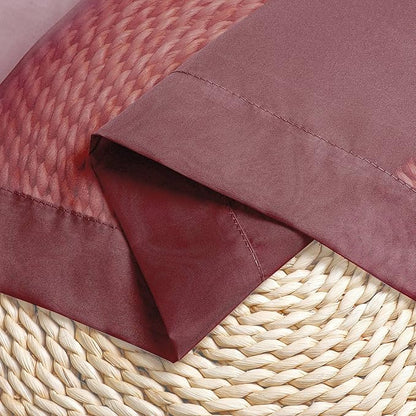 OWENIE Sheer Curtains 54 inches Long 2 Panels Set, Rod Pocket Curtain Sheers for Living Room/Bedroom, Light Filtering Voile Panels Drapes Small Window Treatments, 42" W x 54" L, Burgundy Red