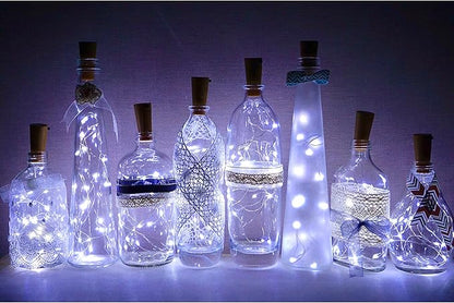 8 Pack 20 LED Wine Bottle Cork Lights, Fairy Mini String Lights Copper Wire, Battery Operated Starry Lights for DIY, Christmas, Halloween, Wedding, Party, Indoor&Outdoor (8 Pack, Cool White)