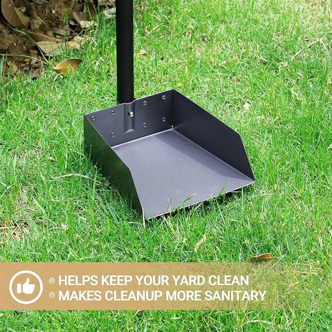 Heeyoo Dog Pooper Scooper, Dog Poop Tray and Rake Set, Pet Waste Removal Scoop with Long Adjustable Sectional Stainless Handles, 2 Pieces-Mewly Pet