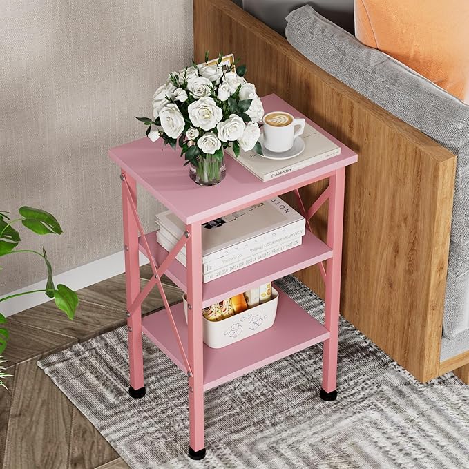 VECELO Modern Nightstands X-Design Side End Table Night Stand with Storage Shelf for Bedroom,Living Room,