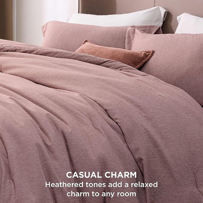 Bedsure King Size Comforter Set - Dusty Rose King Comforter Set, Soft Bedding for All Seasons, Cationic Dyed Bedding Set, 3 Pieces, 1 Comforter (104"x90") and 2 Pillow Shams (20"x36"+2")