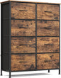 SONGMICS Dresser for Bedroom, Chest of Drawers, Steel, MDF, 8 Non-Woven Fabric Drawers, Storage Organizer Unit, Closet, Entryway, Rustic Brown and Ink Black LGS124B02S