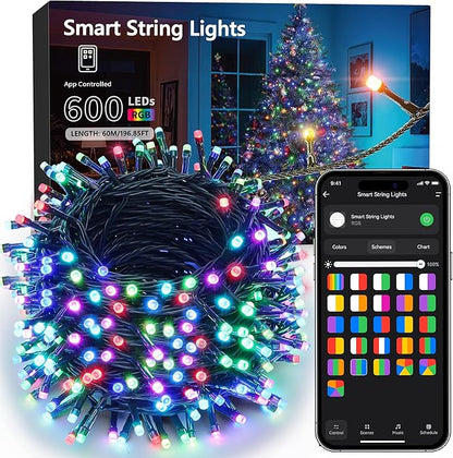 Brizled Smart Christmas Lights, 196ft 600 LED Smart WiFi Color Changing String Lights App Controlled, RGB Christmas Tree Lights Work with Alexa & Google Home for Halloween Indoor Outdoor Decor