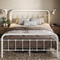 Allewie Full Size Metal Platform Bed Frame with Victorian Style Wrought Iron-Art Headboard/Footboard, No Box Spring Required，White