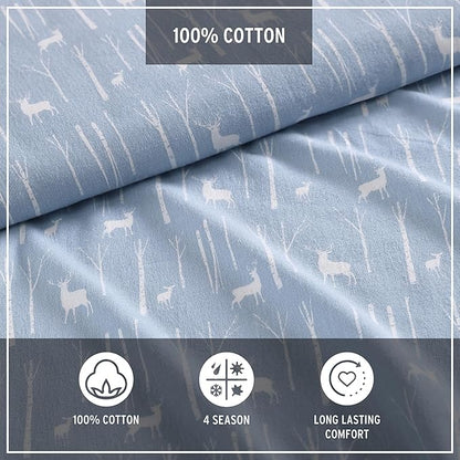 Eddie Bauer - Queen Sheets, Cotton Flannel Bedding Set, Brushed For Extra Softness, Cozy Home Decor (Birch Forest, Queen)
