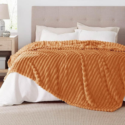 Bedsure GentleSoft Burnt Orange Full Blanket for Couch - Cozy Soft Fall Blankets for Women, Cute Small Fleece Throws for Girls, Birthday Gifts for Women, 84x90 Inches