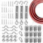 Globe String Light Suspension Kit, Outdoor Light Guide Wire, Vinyl Coated Stainless Steel Steel Cable，Include 100ft Transparent PVC and 304 Stainless Steel Wire Cable, Turnbuckle and Hooks