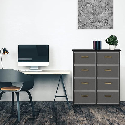 SIMPLE HOUSEWARE 8 Drawer Wide Dresser Tall Storage Tower, Dark Grey