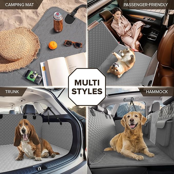 Back Seat Extender for Dogs, Heavy Duty Dog Car Seat Cover for Back Seat and Aggressive Chewer, Large Hard Bottom Car Seat Cover for Dogs, Dog Hammock for Car, Travel Pet Car Bed for Car, SUV, Truck-Mewly Pet