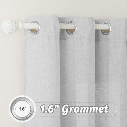 RYB HOME Sheer Linen Curtains - Soft Airy Vintage Flax Linen Fabric Soften Light Semi Transparent Drapes Shades for Living Room Farmhouse Boys Girls Bedroom, 2 Panels Set, Dove Grey, W 52 x L 108 inch