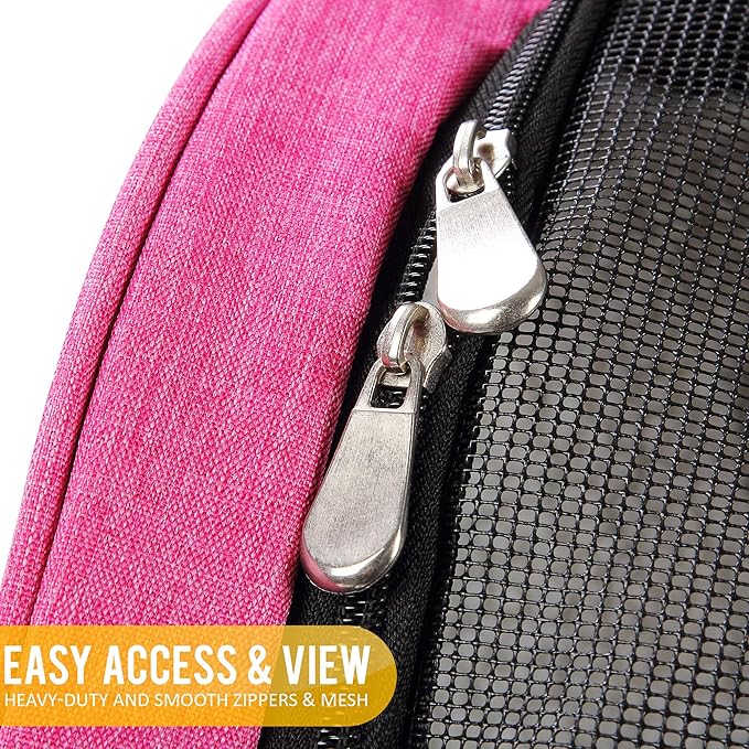 KOPEKS Deluxe Backpack Pet Travel Carrier with Double Wheels for Pets up to 18 Pounds - Pink-Mewly Pet