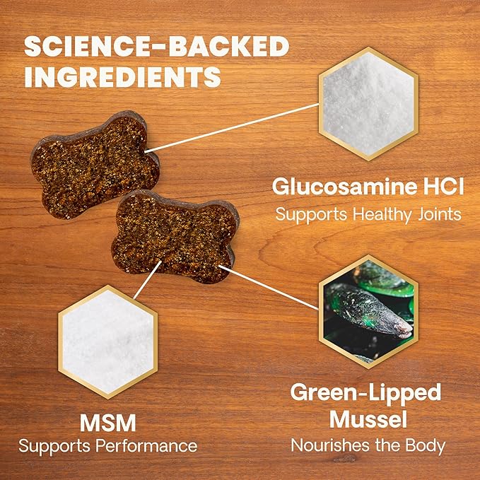 VetriScience Glycoflex 3 Clinically Proven Hip and Joint Support Supplement for Small Dogs - Maximum Strength Dog Supplement with Glucosamine, MSM, Green Lipped Mussel & DMG - 60 Chews,Chicken Flavor-Mewly Pet