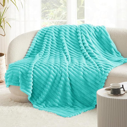 Bedsure GentleSoft Blue Throw Blanket for Couch - Cozy Soft Blankets for Women, Cute Small Fleece Throws for Girls, Birthday Gifts for Women Decor Gifts for Mom, Blue Fog, 50x70 Inches